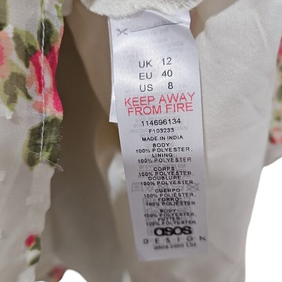 ASOS Ring Detail Cutout Mini Dress Ditsy Floral Size 8 - Picture 4 of 6
